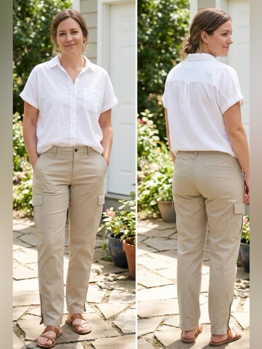 COLDWATER CREEK NATURAL FIT KHAKI UTILITY CARGO PANTS, size 16